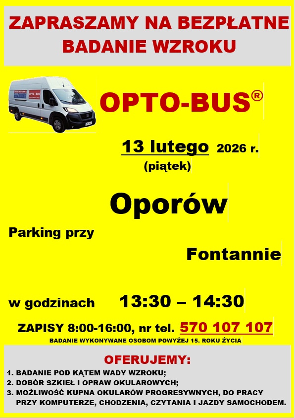 Bezpłatne badanie wzroku w Oporowie!